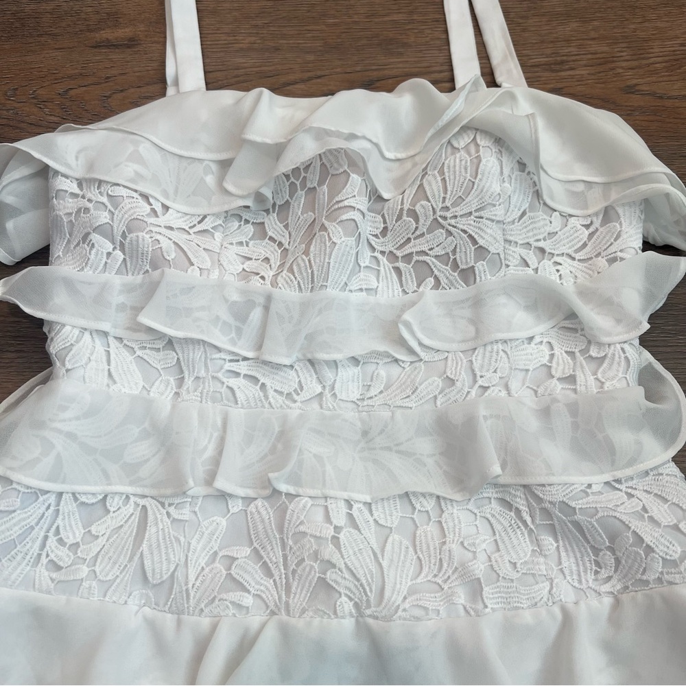 Lilly Pulitzer White Lace Ruffle Tiered Dress Size 2 Chiffon Mini Dress Bridal - Picture 2 of 9